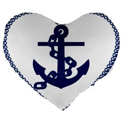 Anchor Chain Nautical Ocean Sea Large 19  Premium Flano Heart Shape Cushions by Sapixe