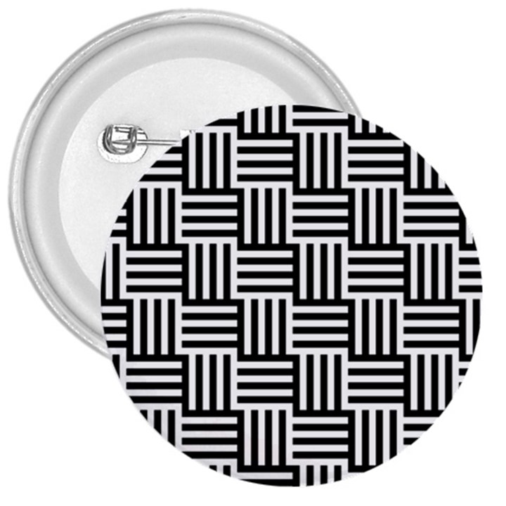 Basket Black Lines Stripes White 3  Buttons