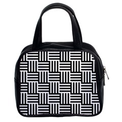 Basket Black Lines Stripes White Classic Handbag (two Sides) by Sapixe