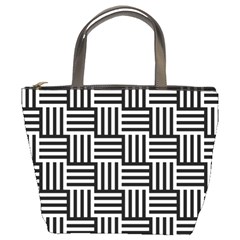 Basket Black Lines Stripes White Bucket Bag by Sapixe