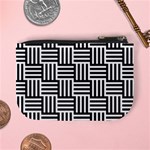 Basket Black Lines Stripes White Mini Coin Purse Back