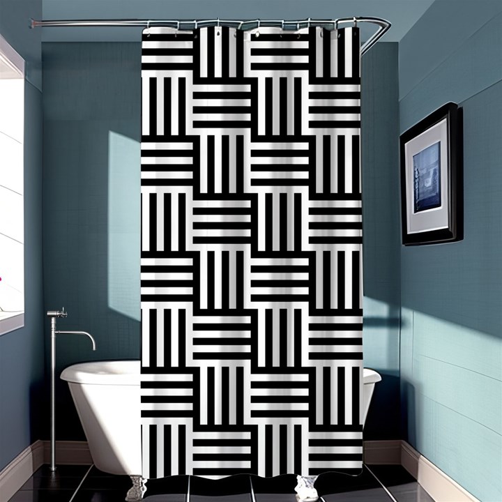 Basket Black Lines Stripes White Shower Curtain 36  x 72  (Stall) 