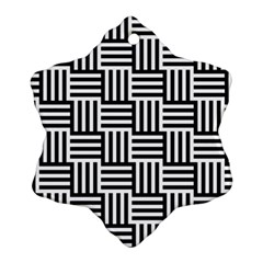 Basket Black Lines Stripes White Snowflake Ornament (two Sides) by Sapixe