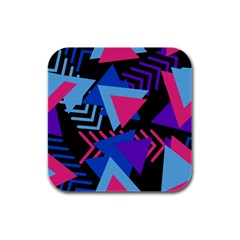 Memphis Pattern Geometric Abstract Rubber Square Coaster (4 Pack)  by Sapixe