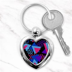 Memphis Pattern Geometric Abstract Key Chains (heart)  by Sapixe