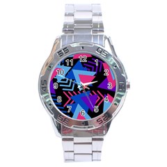 Memphis Pattern Geometric Abstract Stainless Steel Analogue Watch by Sapixe