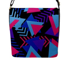 Memphis Pattern Geometric Abstract Flap Closure Messenger Bag (l) by Sapixe