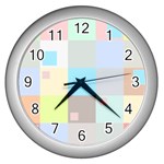 Pastel Diamonds Background Wall Clock (Silver) Front