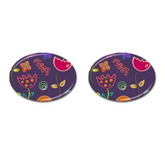 Background Decorative Floral Cufflinks (oval) by Sapixe