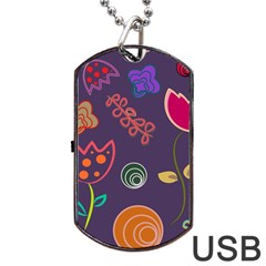 Background Decorative Floral Dog Tag Usb Flash (two Sides) by Sapixe