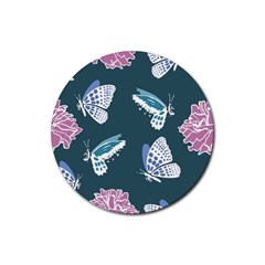 Butterfly Pattern Dead Death Rose Rubber Round Coaster (4 Pack)  by Sapixe