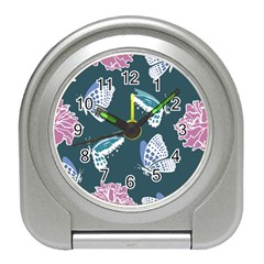 Butterfly Pattern Dead Death Rose Travel Alarm Clock by Sapixe