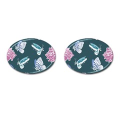 Butterfly Pattern Dead Death Rose Cufflinks (oval) by Sapixe