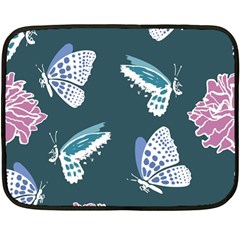 Butterfly Pattern Dead Death Rose Fleece Blanket (mini) by Sapixe