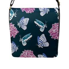 Butterfly Pattern Dead Death Rose Flap Closure Messenger Bag (l) by Sapixe