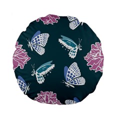 Butterfly Pattern Dead Death Rose Standard 15  Premium Flano Round Cushions by Sapixe