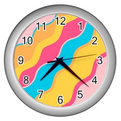 Cake Color Palette Painting Wall Clock (silver) by Sapixe