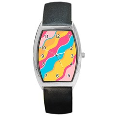 Cake Color Palette Painting Barrel Style Metal Watch by Sapixe