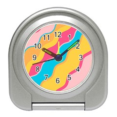 Cake Color Palette Painting Travel Alarm Clock by Sapixe