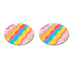 Cake Color Palette Painting Cufflinks (oval) by Sapixe