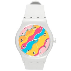 Cake Color Palette Painting Round Plastic Sport Watch (m) by Sapixe