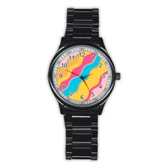 Cake Color Palette Painting Stainless Steel Round Watch by Sapixe