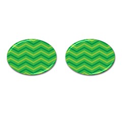 Green Background Abstract Cufflinks (oval) by Sapixe