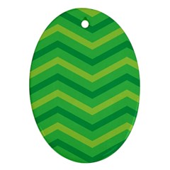 Green Background Abstract Oval Ornament (two Sides) by Sapixe