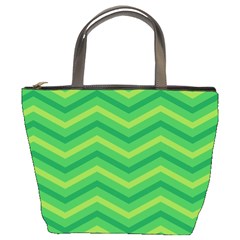 Green Background Abstract Bucket Bag by Sapixe