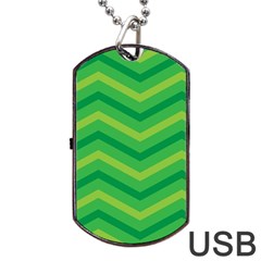 Green Background Abstract Dog Tag Usb Flash (two Sides) by Sapixe