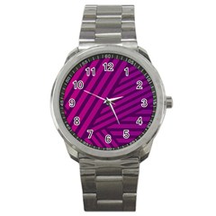 Pattern Lines Stripes Texture Sport Metal Watch by Sapixe