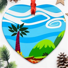 Landscape Background Nature Sky Ornament (heart) by Sapixe