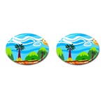 Landscape Background Nature Sky Cufflinks (Oval) Front(Pair)