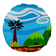 Landscape Background Nature Sky Large 18  Premium Flano Round Cushions by Sapixe