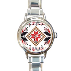 Ornament Stars Textile Crochet Round Italian Charm Watch by Sapixe