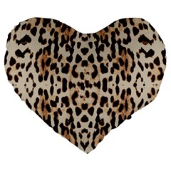 Pattern Leopard Skin Background Large 19  Premium Flano Heart Shape Cushions by Sapixe