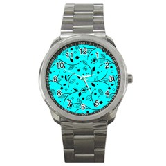 Pattern Flowers Flower Texture Sport Metal Watch by Sapixe