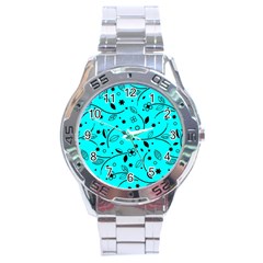 Pattern Flowers Flower Texture Stainless Steel Analogue Watch by Sapixe