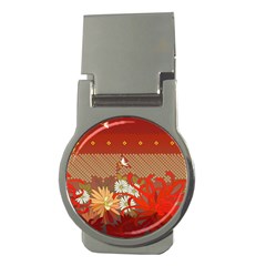 Abstract Background Flower Design Money Clips (round) 