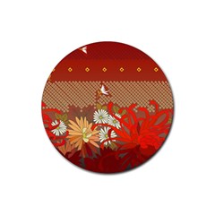 Abstract Background Flower Design Rubber Coaster (round)  by Sapixe