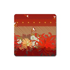 Abstract Background Flower Design Square Magnet by Sapixe