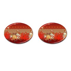 Abstract Background Flower Design Cufflinks (oval) by Sapixe