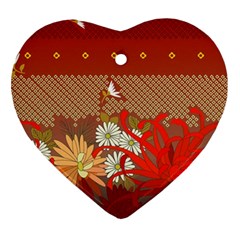 Abstract Background Flower Design Heart Ornament (two Sides) by Sapixe