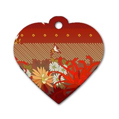 Abstract Background Flower Design Dog Tag Heart (one Side) by Sapixe