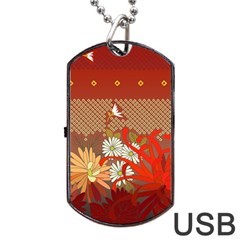 Abstract Background Flower Design Dog Tag Usb Flash (two Sides) by Sapixe