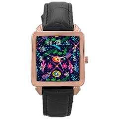 Pattern Nature Design Patterns Rose Gold Leather Watch 