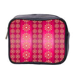 Background Pattern Pink Wallpaper Mini Toiletries Bag (two Sides) by Sapixe