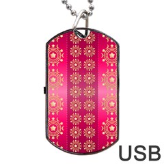 Background Pattern Pink Wallpaper Dog Tag Usb Flash (two Sides)