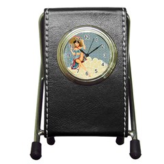 Retro 1107634 1920 Pen Holder Desk Clock