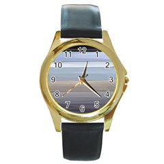 Pompey Beach Round Gold Metal Watch by DeneWestUK